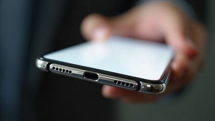Close-up view of a modern smartphone.