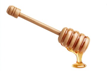 Wooden honey dipper with dripping honey