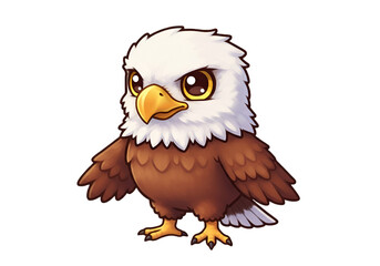 Fototapeta premium Cute Cartoon Eagle Illustration On Transparent Background