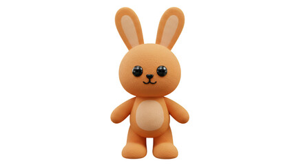 Obraz premium Cute Orange Furry Rabbit Toy Isolated On Transparent Background Rendered 3d