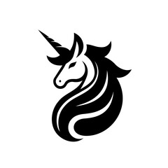 Stylish Unicorn Emblem in Monochrome
