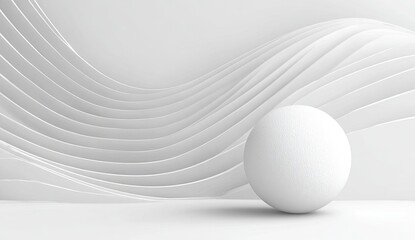 Abstract white curves and sphere