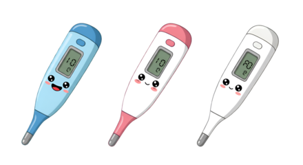 Cute Pixel Thermometer Illustration On Transparent Isolated Background