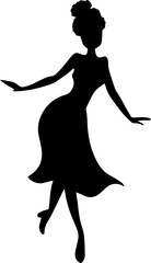 Woman Dancing Silhouette Vector, Elegant Female Dance Pose Clipart, Black Silhouette Art for Dance Design