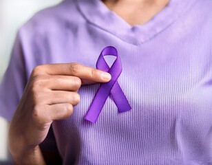 purple lavender ribbon awareness in hand for pancreatic cancer awareness alzheimer s disease hodgkin s lymphoma awareness world lupus day international epily day