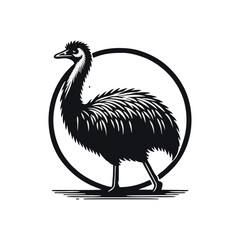 Fototapeta premium Emu hand draw engrave icon design black white