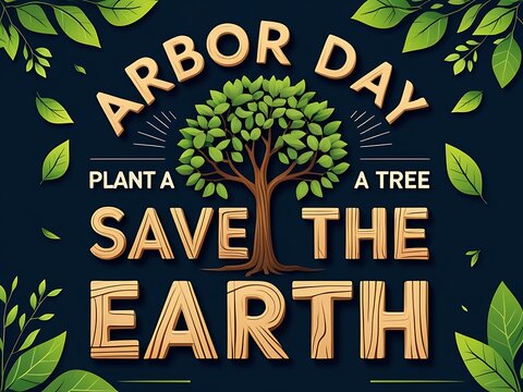 Arbor Day message promoting planting trees to save the Earth.