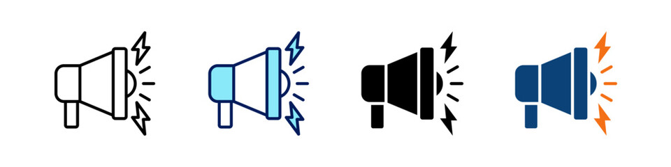 Bullhorn All In One Icon Multi Styles Vector Set