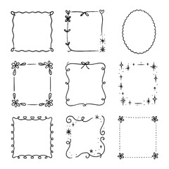 Hand-drawn decorative frame set, minimal doodle border pack