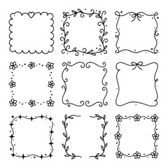 Hand-drawn decorative frame set, minimal doodle border pack