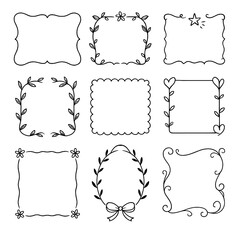 Hand-drawn decorative frame set, minimal doodle border pack