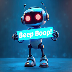 Cute Robot with 'Beep Boop' Sign