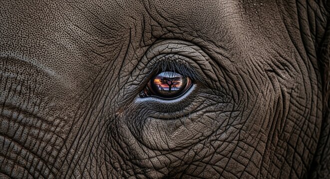 Close-Up of Elephant Eye with Reflection – HD Wildlife Wallpaper for Desktop