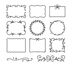 Hand-drawn decorative frame set, minimal doodle border pack