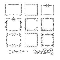 Hand-drawn decorative frame set, minimal doodle border pack