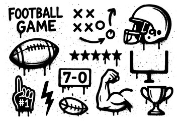 Grunge American Football Icon Set