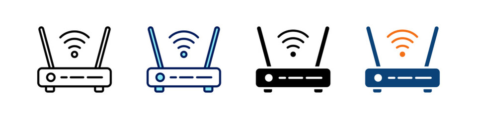 Router All In One Icon Multi Styles Vector Set