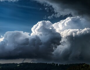 dark and heavy cumulonimbus clouds filling the sky hinting at an impending storm and creating a dramatic atmosphere
