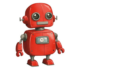 Fototapeta premium Cute Red Robot Illustration Isolated On A Transparent Background For Design