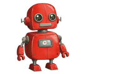 Cute Red Robot Illustration Isolated On A Transparent Background For Design