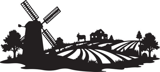 Classic Rural Architecture Silhouettes