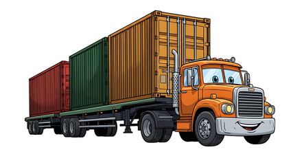 Truck frequently carrying containers for delivery
