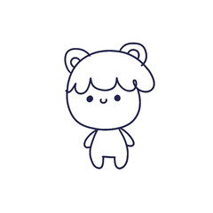 Cute Cartoon Illustration Of A Character Face And Body In Black Outline Art