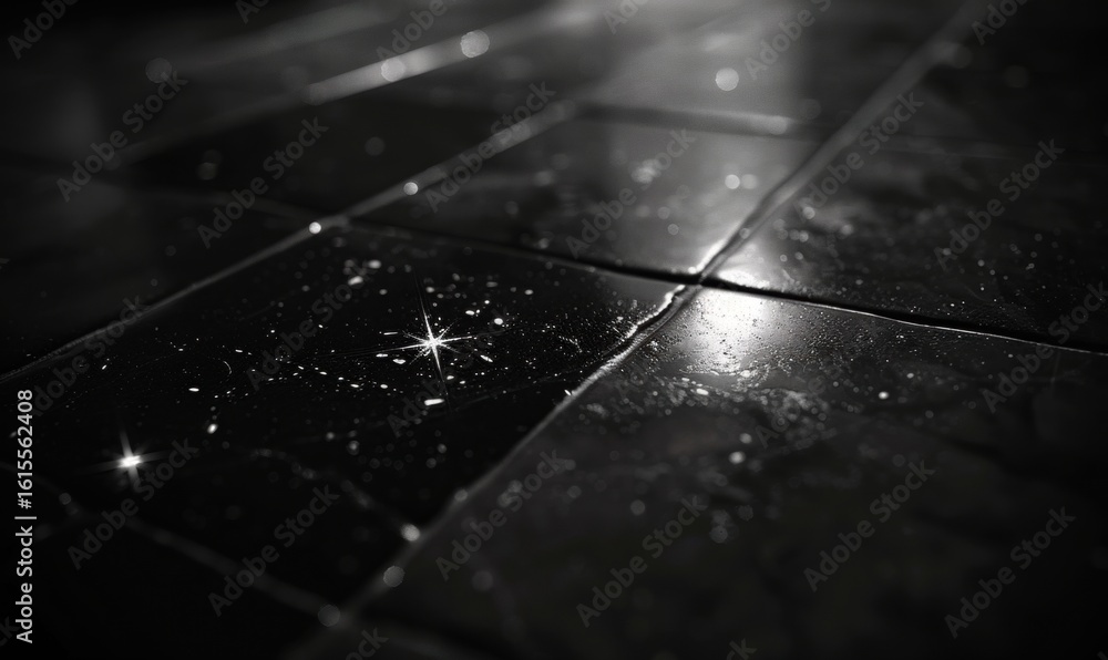 Poster abstract dark glossy tiles with sparkling reflections for background design