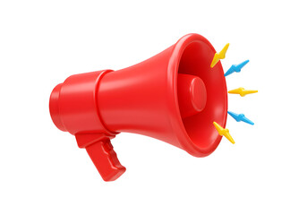Announcement Megaphone Icon – 3D Plastic Transparent Symbol for Alerts and Marketing Broadcasts