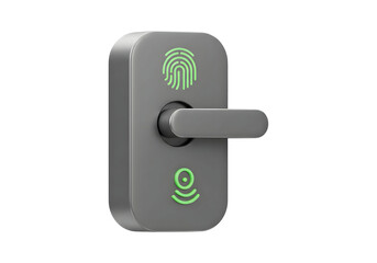 Smart Door Lock Icon in 3D Plastic – Transparent Home Security Symbol with Fingerprint
