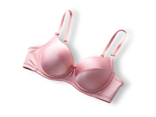 New model pink colour bra isolated on white transparent background. 