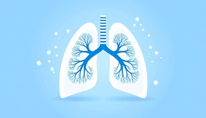 3D Lungs Illustration with Blue Background Representing Human Respiratory System