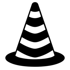 Traffic Cone Flat Design black and White Safety Symbol for Construction and Road Use