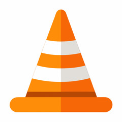 Traffic Cone Flat Design &ndash; Orange and White Safety Symbol for Construction and Road Use