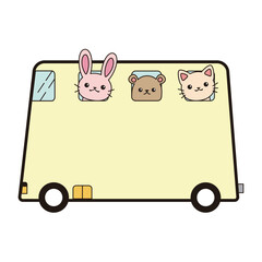 バスでお出かけする動物さんのフレーム