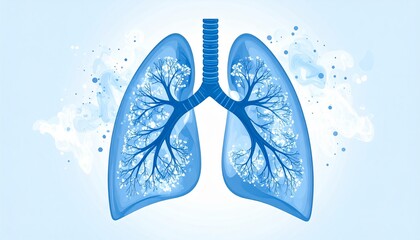 3D Lungs Illustration with Blue Background Representing Human Respiratory System
