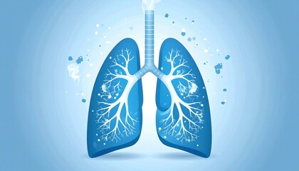 3D Lungs Illustration with Blue Background Representing Human Respiratory System