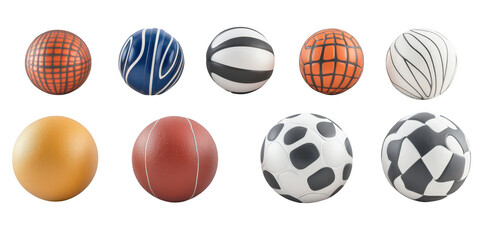 Obraz premium Assorted Decorative Balls Collection, Various Designs, isolated on white png transparent background 
