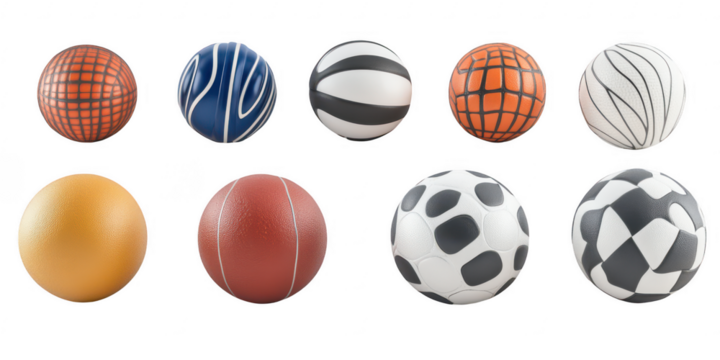 Assorted Decorative Balls Collection, Various Designs, isolated on white png transparent background	 