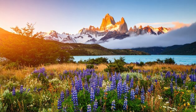 Patagonia mountain range at sunrise
