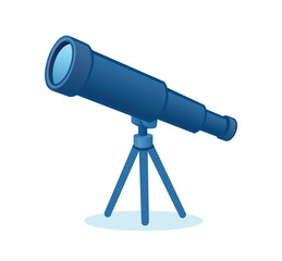 Blue Telescope on Tripod for Stargazing vector