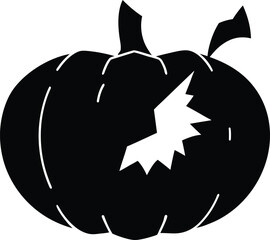 Naklejka premium black silhouette a broken pumpkin on white backgro.eps
