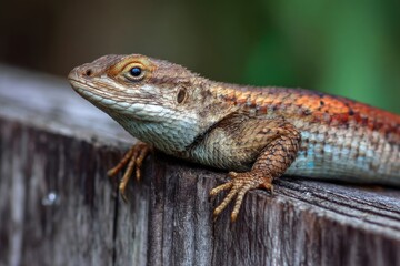 Obraz premium A lizard sat on a piece of wood