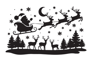 Naklejka premium santa sleigh illustration vector
