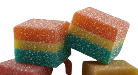 Delicious Colorful Gummy Cubes On Transparent Background Photography