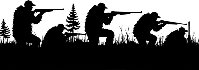 Hunting Man Silhouette Vector | Hunter with Gun Icon Design