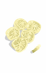 Steamed dumpling Dimsum Asian Healthy Food with Color palette