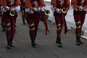 Music band in medieval costume