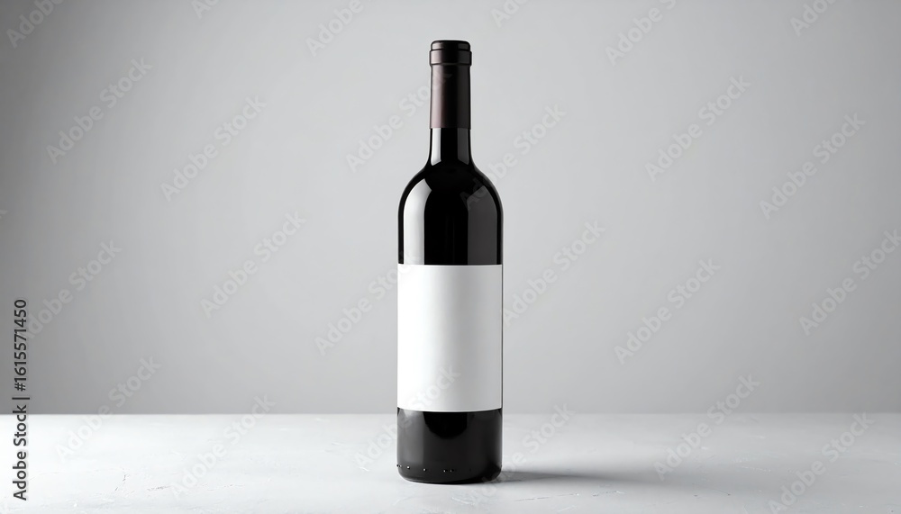 Poster elegant and clean wine bottle with blank label ideal for graphic design mock-up in a minimalist sett