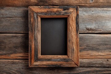 Antique picture frame on aged wood